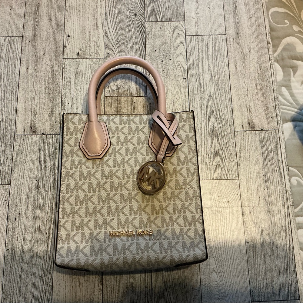 Michael Kors Cream and Pink Logo Tote